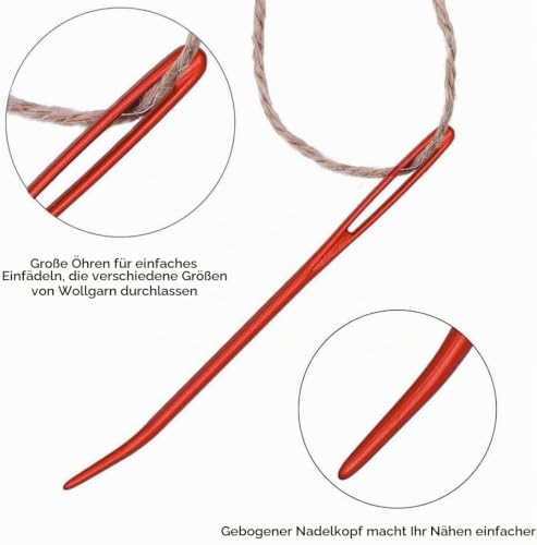YUGUOLAN Nähnadeln Set 16 Stück mit Großem Öhr für Wolle und Leder – Bild 6