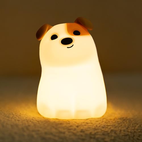 Lámpara de noche silicona cachorro recargable 7 colores