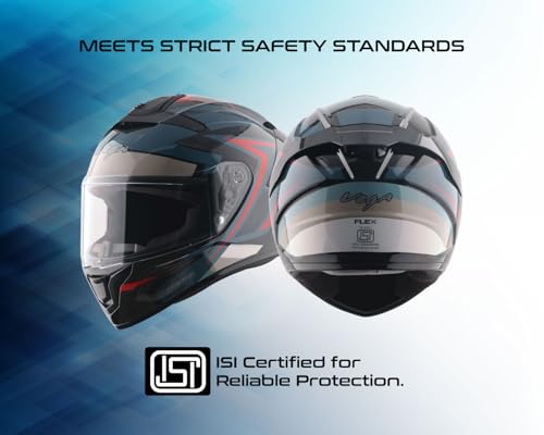 Image of Vega VF 10 Turbo Flex Full Face Riding Helmet with Shock-Absorbing Liner, Lightweight Shell, Aerodynamic Design, Ventilated Interior, Comfortable Fit, and Modern Black Grey Styling Black Grey M