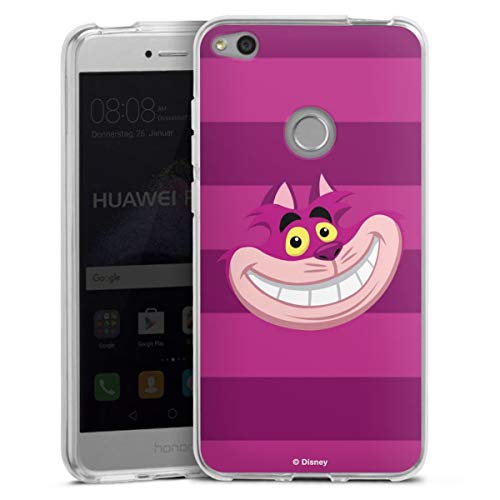 Custodia di silicone compatibile con Huawei P8 Lite 2017 Custodia trasparente Cover per smartphone trasparente Alice nel paese delle meraviglie Stregatto Prodotto ufficiale su licenza