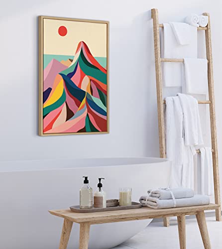 Kate And Laurel Sylvie Mcm Mountains Framed Canvas Wall Art By Rachel Lee Of My Dream Wall, 23X33 Natural, Decorative Midcentury Modern Art For Wall #TOP1
