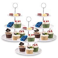 YAYODS 3 Stück Etagere 3 Etagen - Weiß Höhe 33 cm Cupcake Ständer - Kunststoff Rund Tortenständer 3 Etagen für Kuchen, Obst, Snacks, Kekse, Nachmittagstee, Wiederverwendbar