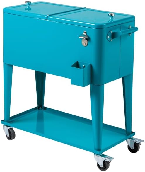Party Cooler, Rolling Ice Chest with Wheels for Outdoor Patio, Rolling Ice Chest, Portable Patio Party Bar Drink Cooler Cart, Cooling Bins, Portable Patio Party Bar Drink Cooler Cart (Green)