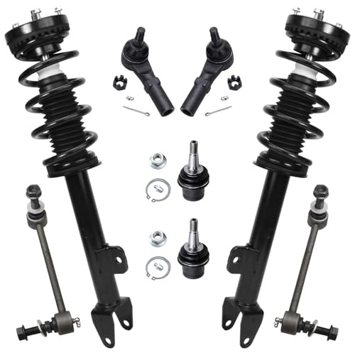 Image of Detroit Axle - Front Struts w /Coil Springs Sway Bar Links Outer Tie Rod Ends Lower Ball Joints Replacement for Dodge Charger Challenger RWD - 8pc Set