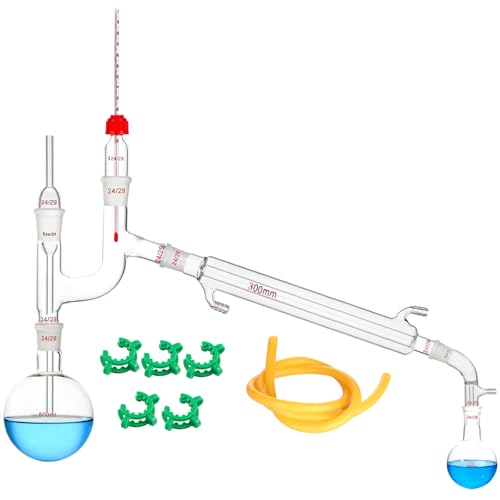 ホウケイ酸塩ガラス蒸留装置真空蒸留キット化学実験室ガラス容器24/29継手 (500ml)