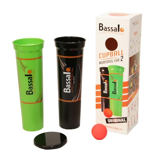 BASSALO Cupball 2er Starter-Set inkl. Box - Sportspiel für Kinder, Jugendliche, Erwachsene – 2 Becher, 1 Spielball, Spielanleitung