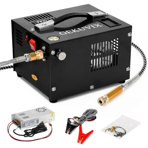 PCP Air Compressor 4500Psi/30Mpa Water/Oil Free PCP Air Pump Rifle 12V Automotive DC 110V AC PCP Airgun Compressor With Power Converter Built-in Fan Suitable for Paintball Air Rifle