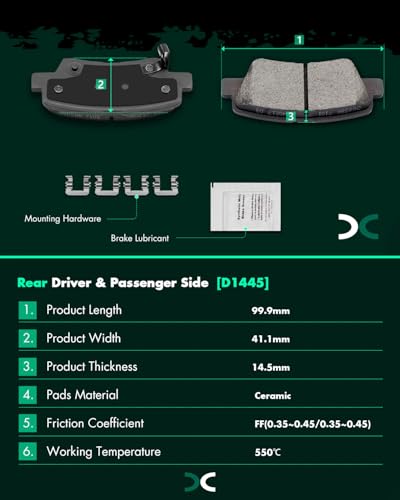 Image of SCITOO D1432 D1445 8PCS Front Semi-Metal Rear Ceramic Brake Pad Sets | Fit 2014-2017 For Hyundai For For Azera 3.3L