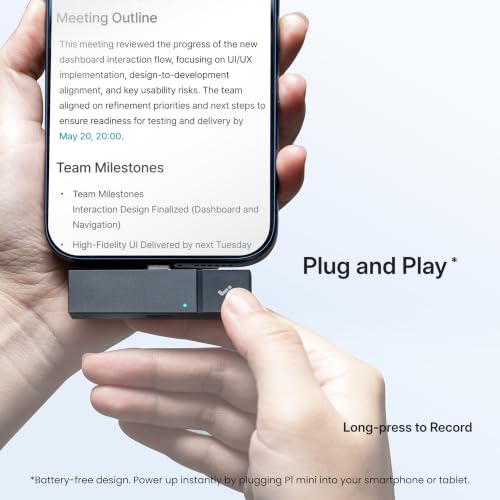 Image of HiDock P1 mini AI Voice Recorder: Smart Voice Recorder Work with Wireless Earbuds for Meeting Lectures Calls BlueCatch Tech Digital Audio Recorder Transcription Summary HiNotes APP Control 32GB