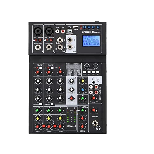 SECJSKJ Conjunto de Mezclador de Controlador de DJ E6 Efecto Bluetooth de 6 Canales 24 DSP USB...
