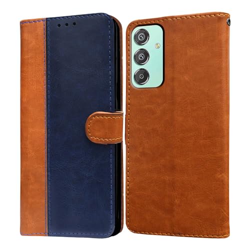 Image of amazon basics Flip Leather Mobile Cover (Soft & Flexible Back case) for Samsung Galaxy F15 5G / M15 5G (CamelBlue)