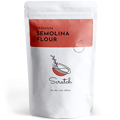 Scratch No.1 Durum Semolina Flour - (2 LB) Fine Semolina Flour for Pasta, Pizza Dough, Cake Flour and Bread Flour, 100% Fine Ground All-Natural Durum Wheat