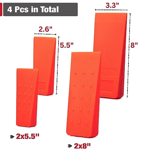 Image of UNCO- Tree Felling Wedges, 4 Pack, 5.5 inch & 8 inch, Splitting Wedges with Spikes | Plastic Logging Wedges with Storage Bag, Chainsaw Accessories for Tree Cutting
