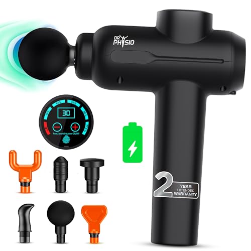 Dr Physio USA Supervolt Pro 1043 Rechargeable Handheld Percussion Gun Massager Machine for Deep Tissue Muscle Massage Body Relaxation Pain Relief Muscle Relaxation of Neck, Shoulder, Back, Foot