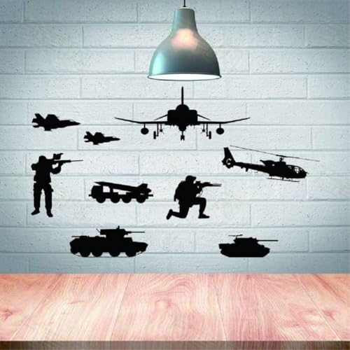 Vinilo Decorativo Ejército Soldado Tanque Negro 44x120 cm miniatura 2