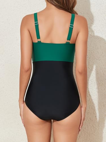 Image of Smismivo Tummy Control Swimsuits for Women Slimming One Piece Bathing Suit Retro Ruched Push Up Vintage Padded Swimwear
