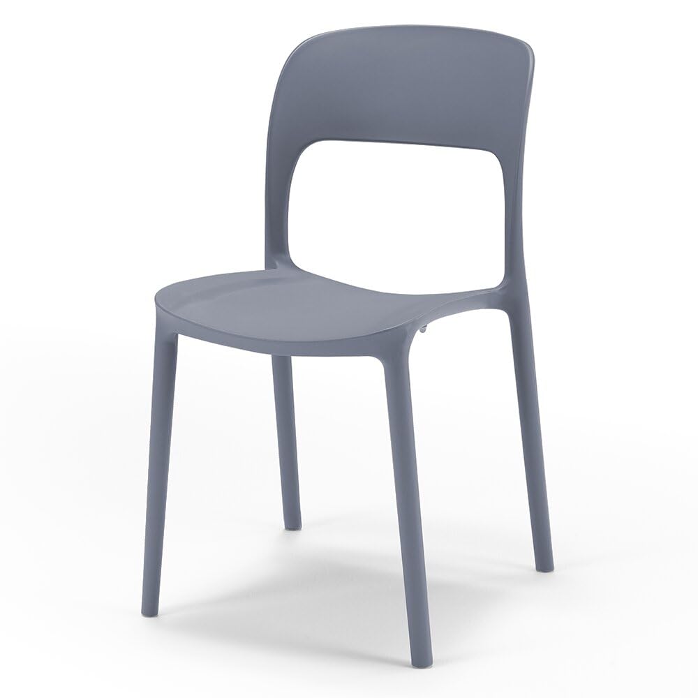 REDÒKASA Set di 4 Sedie in polipropilene KATE, impilabile, resistente ai raggi UV, design moderno, ideale per sala da pranzo, cucina, sala d’attesa, bar, ristoranti o da esterno (Grigio Asfalto)