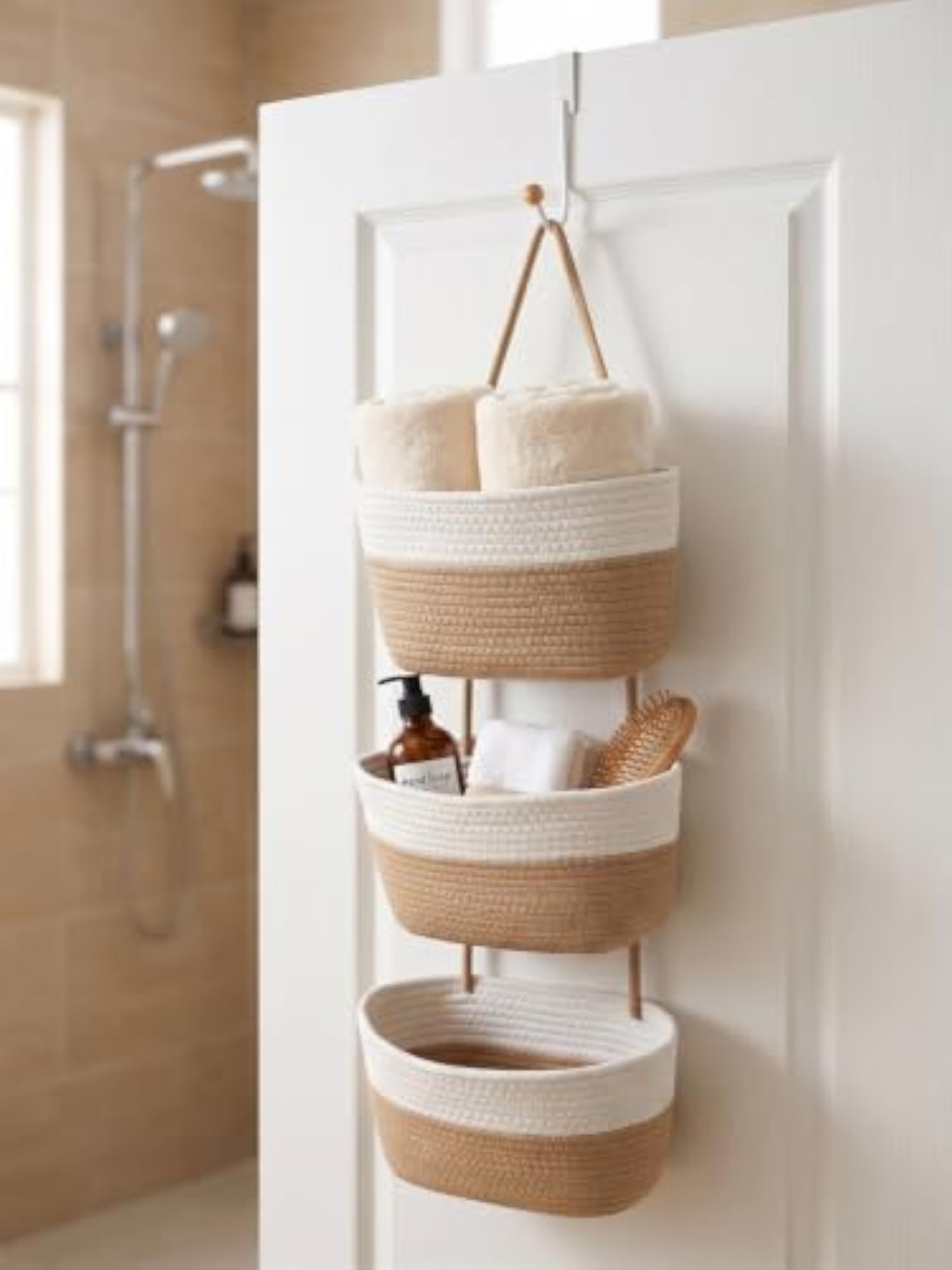 Over the Door Hanging Basket for Organizing 3 Tiers