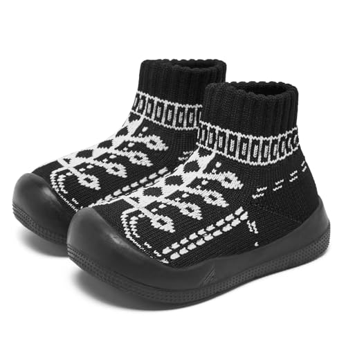 Image of Eashi Baby Boy Girl Non-Skid Indoor Infant Walking Shoes Breathable Warm Elastic Sock Shoes with Memory Sole Protect Toes Outdoor Sneakers