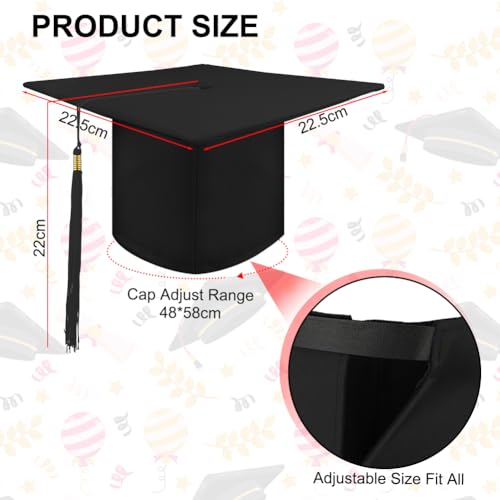 AUYAO Bachelor Hut Abschluss Hut Unisex Doktorhut Verstellbar Graduation Cap Absolventenhut hüte Geschenk für Abitur Studium Master Bachelor Abschluss Examen Hochschule Doktortitel Student (Schwarz)
