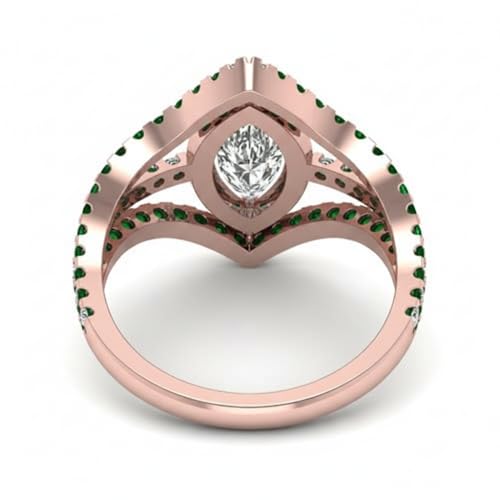 Image of Choose Your Gemstone Royal Empress Ring rose gold plated Marquise Shape Halo Engagement Rings Affordable for your Girlfriend, Wife, Partner Wedding US Size 4 to 12