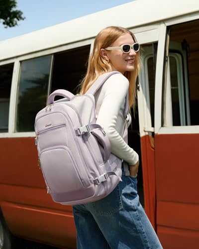Image of LOVEVOOK Travel Backpack For Women Flight Approved, 50L Large Carry On Backpack For Airplanes, Personal Item Travel Bag, Waterproof 18 Inch Laptop Backpack For Business Weekender Overnight, 4Pcs Set