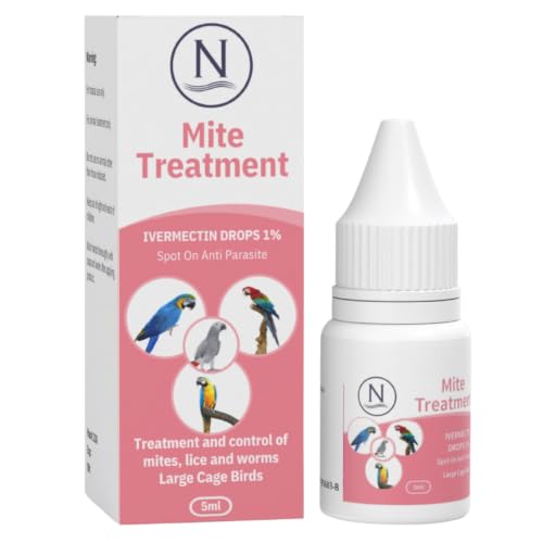Naqua Ivermectin 1% 5ml - VET STRENGTH - Mite Treatment for Large Birds. Parrots Macaws Cockatoos. Any Bird over 500g. Also kills lice fleas & ticks. Vet Strength Bird Medicine