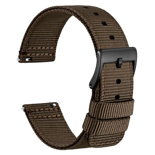Image of WOCCI Nylon Watch Bands, Contrast Woven Design, Quick Release, Stainless Steel Buckle, Band Width 20mm 22mm 24mm 26mm