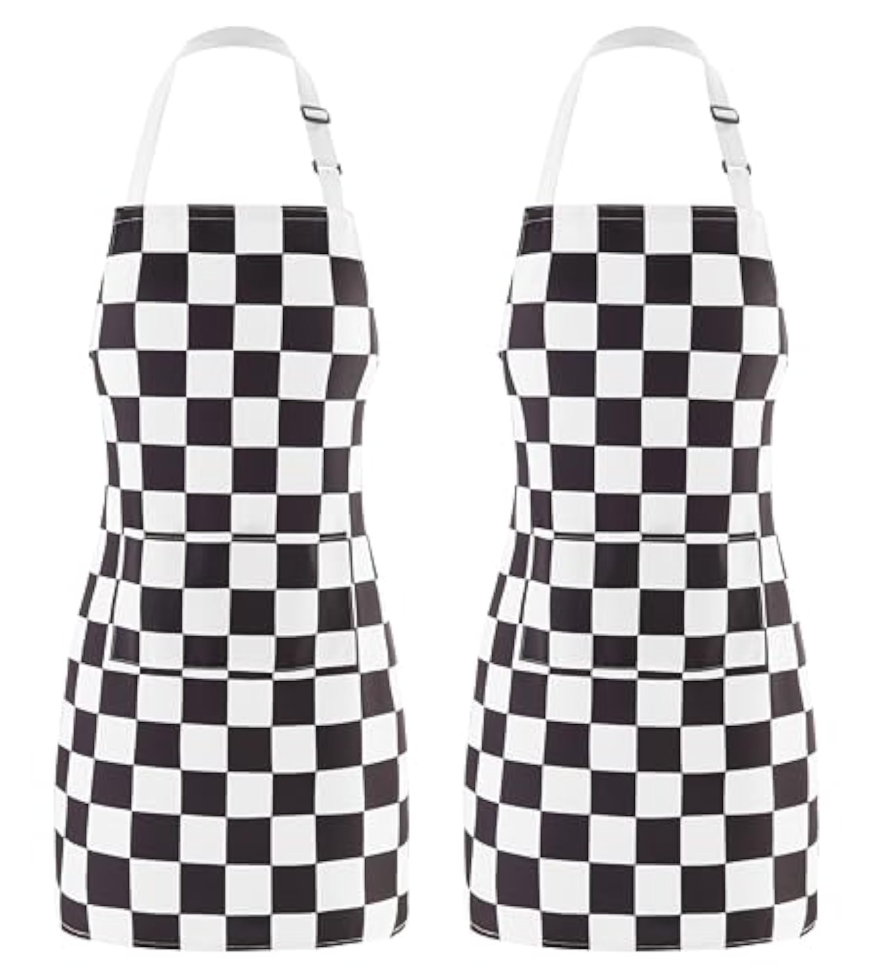 2 Pack Checkered Kitchen Apron Set for Cooking
