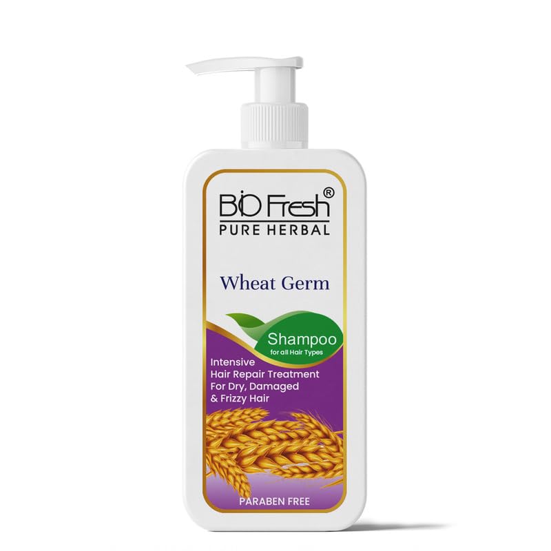 BIOFRESH Pure Herbal Wheat Germ Intensive Shampoo – 500ml Helps Repairs Dry, Damaged & Frizzy Hair Enriched with Vitamin-E for Scalp Health Helps Strengthens Hair Paraben-Free for All Hair Types