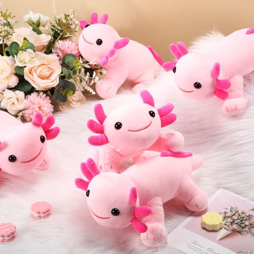 Image of Libima 5 Pcs 12 Inch Axolotl Stuffed Animal Pillow Doll Cute Soft Axolotl Stuffed for Birthdays Gift Home Decoration(Pink)