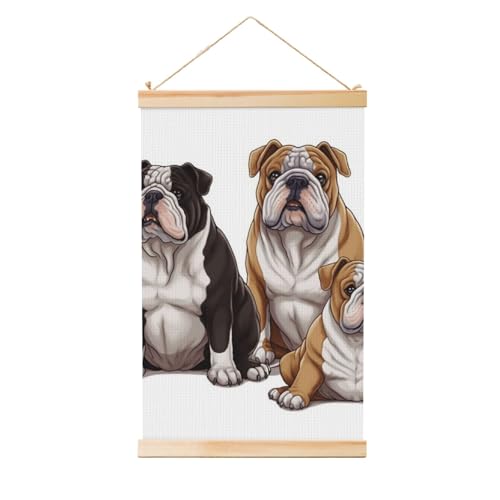 Toile murale bouledogue anglais 91x61 cm avec cadre bois salon