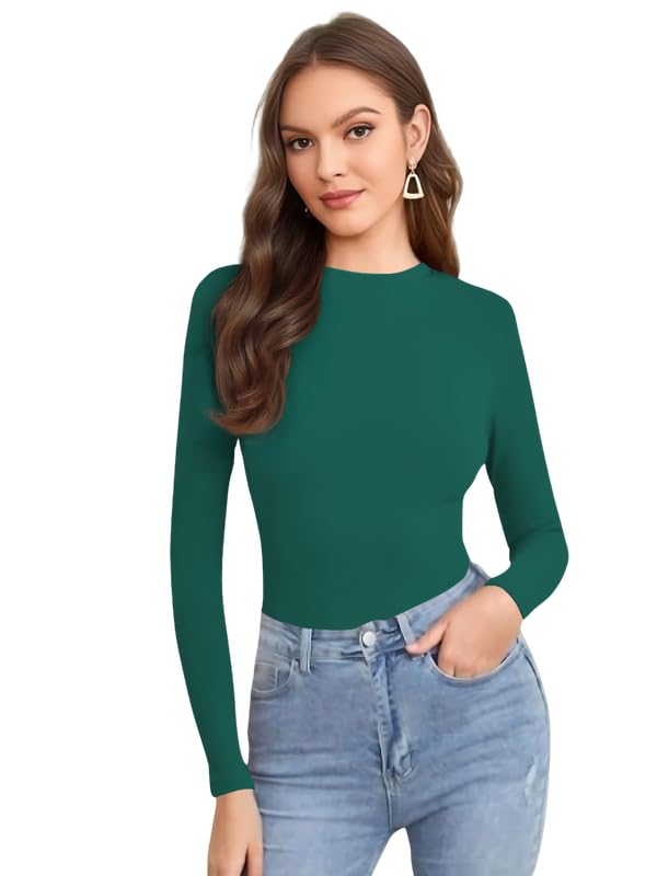 Dream Beauty Fashion Women's Full Sleeve Top Round Neck Casual Tshirt 23 Inches (BZF-Empire Top 4-P)