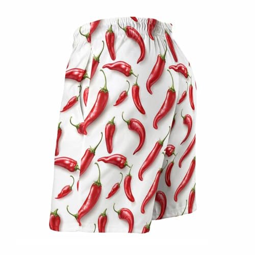 Pepper Chili Red Print Mens Swim Trunks, Quick Dry Swim Shorts with Mesh Lining Swimwear Bathing Suits4