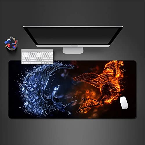 Tapis de Souris Gaming XXL 1000x500x3mm Grand Tapis de Souris Gamer avec Surface Imperméable,Base Antidérapante en Caoutchouc,Tapis de Souris Extra Large pour Les Bureaux,PC Feu de Glace Fantastique