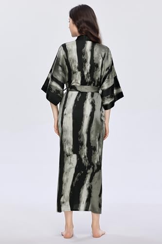 Image of PRODESIGN Kimono Robe for Women - Long Satin Sleepwear Silky Kimono Cover-Up Nightgown Japanese Bathrobe Loungewear Blouse