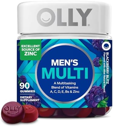 OLLY Men's Multivitamin Gummy, Vitamins A, C, D, E, B, Zinc, Blac...
