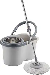 MOP Giratório Inox Menalux com Refil Extra de Microfibra Cinza