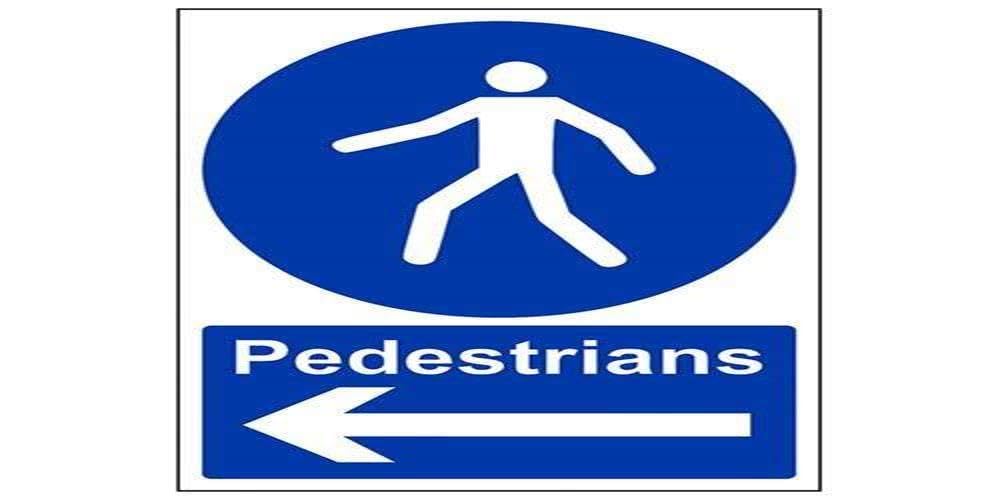 VSafety Pedestrians, Arrow Left Sign - Portrait - 150mm x 200mm - 2mm Rigid Plastic