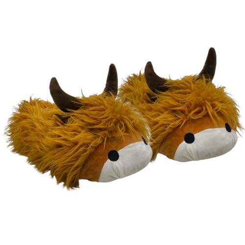 Baffies Krazy Kicks - Hamish The Highland Cow. Soft Highland Cow Slippers (Hamish The Highland Cow UK Footwear Size System Adult Women Alpha Medium Large)