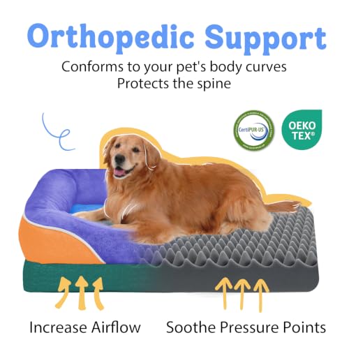 Image of Chez Paw Waterproof Orthopedic XL Dog Bed for Large and Extra Large Dogs | Egg Crate Foam, 4-Sided Bolster Support, Waterproof Liner, Non-Slip Bottom, Machine Washable Cover, 42 x 30 Inch