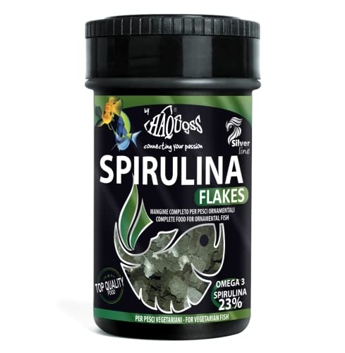 Haquoss Spirulina & Chlorella Flakes Mangime in Scaglie per Pesci Vegetariani, 100 ml/16 gr