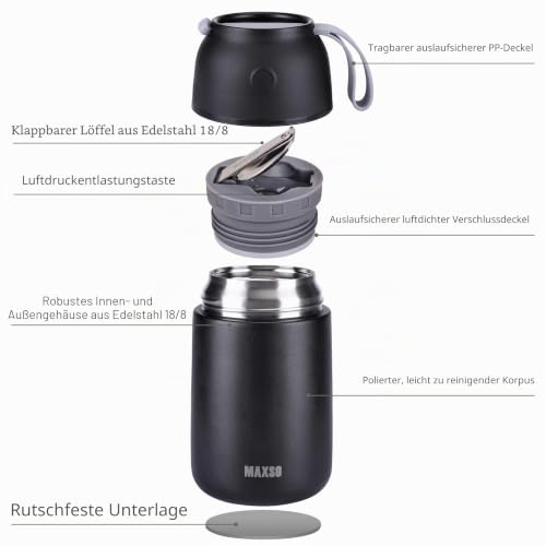 VITONIS Thermobehälter für Essen 500ml Edelstahl Isolierbehälter Gefäß für warme Speißen, Essen, Suppe… – Ansicht 2