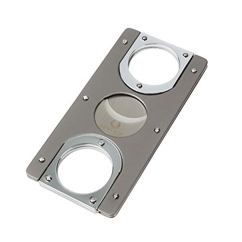 Cortador charutos NERONE Square lâmina dupla metal prata/chumbo