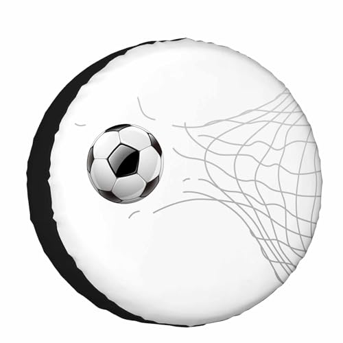 Image of Football Spare Tire Cover Football Passing Through Net Isolated Polyester Universal Wheel Tire Cover for Trailer Camping Weatherproof for Rv SUV Truck Camper Travel 15 inch