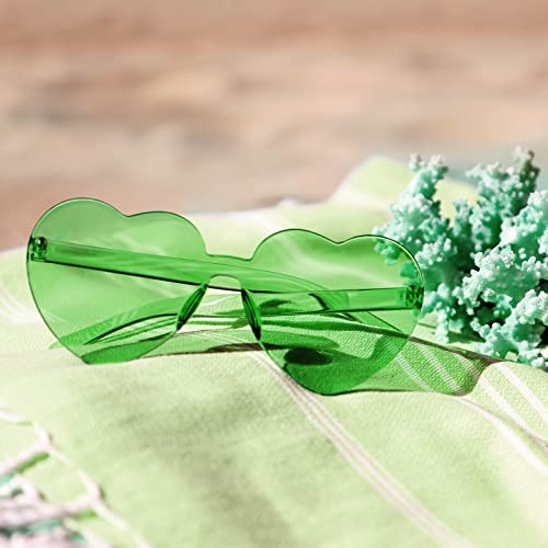 Rtbofy Green Heart Sunglasses For Fashion Party Queen Style, Rimless Heart Shaped Sunglasses For Women Party Favor #TOP5