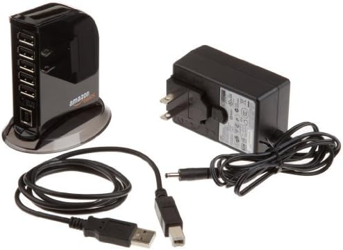 Contents of the Amazon Basics 7-Port USB 2.0 Hub package.