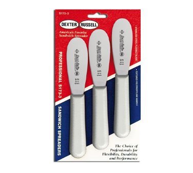 Dexter Russell Sani-Safe (18183) Sandwich Spreaders, 3-1/2", Stainless Steel Blade, Textured, White, Polypropylene Handle, NSF Certified (3 Each per Pack), S173-3
