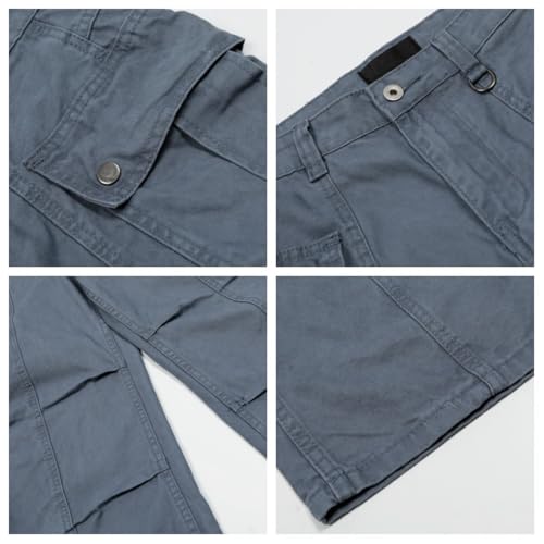 Mens Streetwear Cargo Pants Straight Leg Baggy Solid Color Work Pants Multi Pocket3