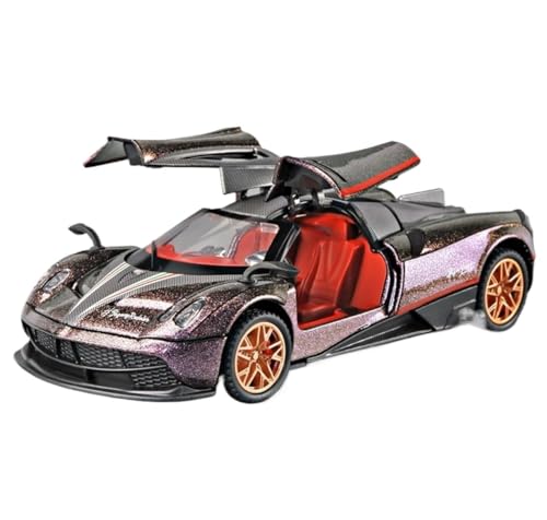Image of 1:32 Scale Pagani Die-Cast Model Car - Alloy Metal Body Toy Car with Openable Doors, Pullback Action, Light & Sound Effects (Pagani Purple)
